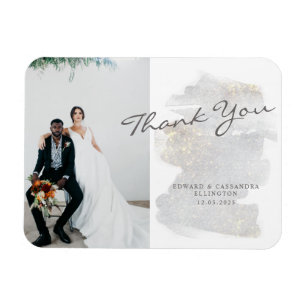 Magnet Flexible Remerciement de mariage argent-gris élégant touché