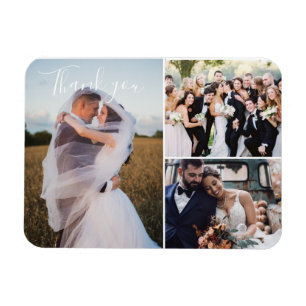 Magnet Flexible Remerciement de photo de mariage moderne trois