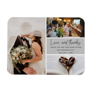 Magnet Flexible Remerciements d'amour 3 Photo Mariage Merci