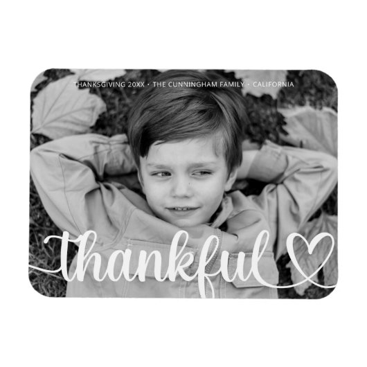 Magnet Flexible Remerciements Thanksgiving Simple Photo de famille (Horizontal)
