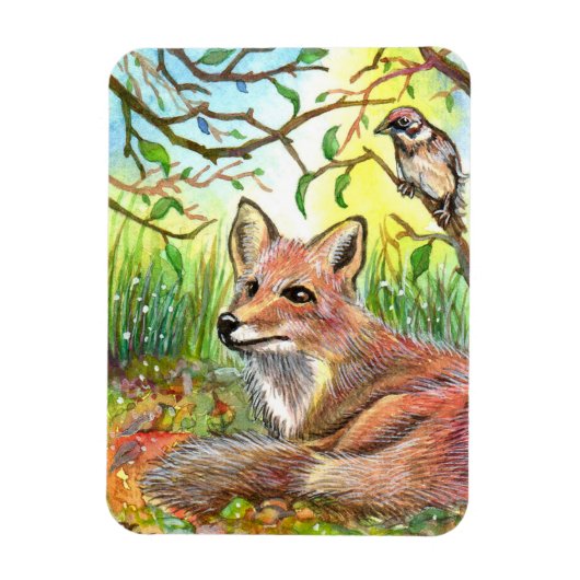 Magnet Flexible Renard Reposé Avec Bruant (Vertical)