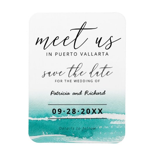 Magnet Flexible Rencontrez-Nous À La Destination Mariage Teal Save (Vertical)