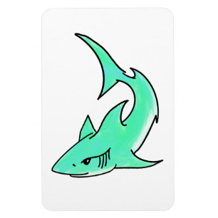 Magnet Flexible requin souriant de dessin animé bleu vert océan an