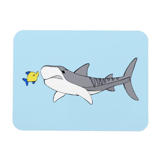 Magnet Flexible requin tigre grincheux et poisson jaune mignon (Horizontal)
