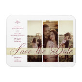 Magnet Flexible Reserva La Fecha Simple Élégant Script 3 Photos Co (Horizontal)