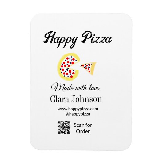 Magnet Flexible Restaurant de pizzas café pizzeria scannez le code (Vertical)