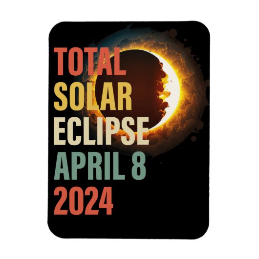 Magnet Flexible Retro 2024 Total Éclipse Solaire 8 avril (Vertical)