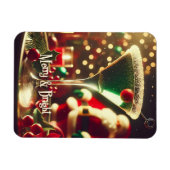 Magnet Flexible Retro 50s Santa Christmas Green Martini (Horizontal)