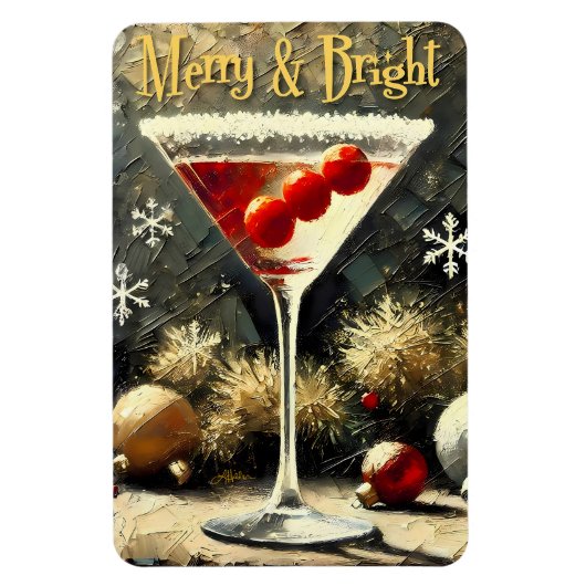 Magnet Flexible Retro 50s Triple Cranberry Christmas Martini (Vertical)
