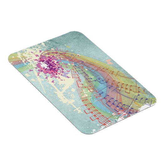 Magnet Flexible Retro Arc en ciel et notes musicales sur une textu (Côté Droit)