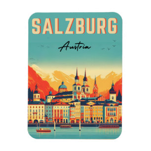 Magnet Flexible Retro Autriche capitale salzbourg skyline