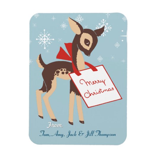 Magnet Flexible Retro Baby Reindeer | Noël personnalisé flexible (Vertical)