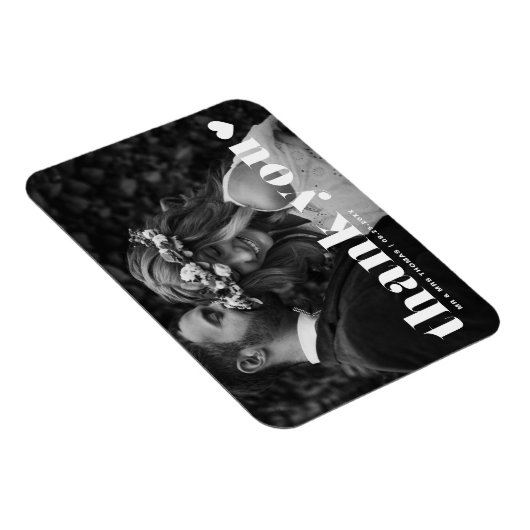 Magnet Flexible Retro Bold Typographie Photo Mariage Merci (Côté Droit)