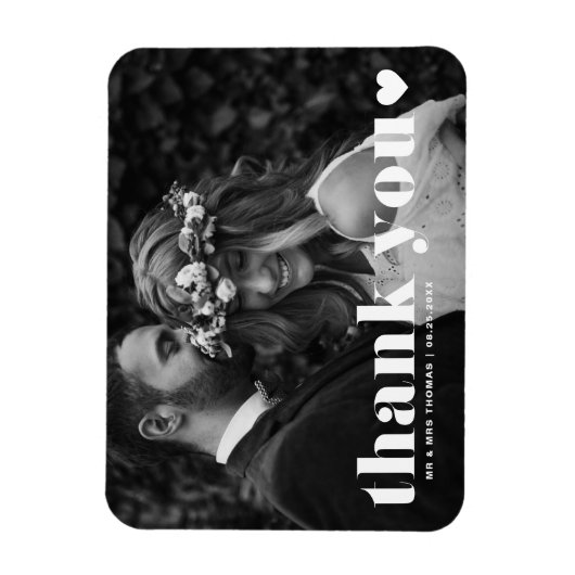 Magnet Flexible Retro Bold Typographie Photo Mariage Merci (Vertical)