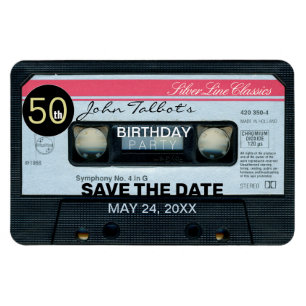 Magnet Flexible Rétro C Audiotape 50th birthday Party Save Date