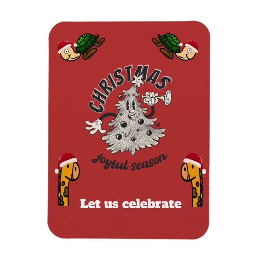 Magnet Flexible Retro Cartoon Noël Joyeuse saison (Vertical)