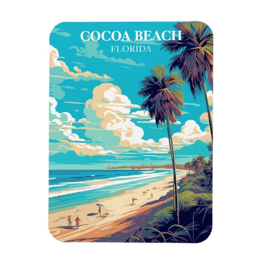 Magnet Flexible Retro Cocoa Beach Floride Aimant Voyage (Vertical)
