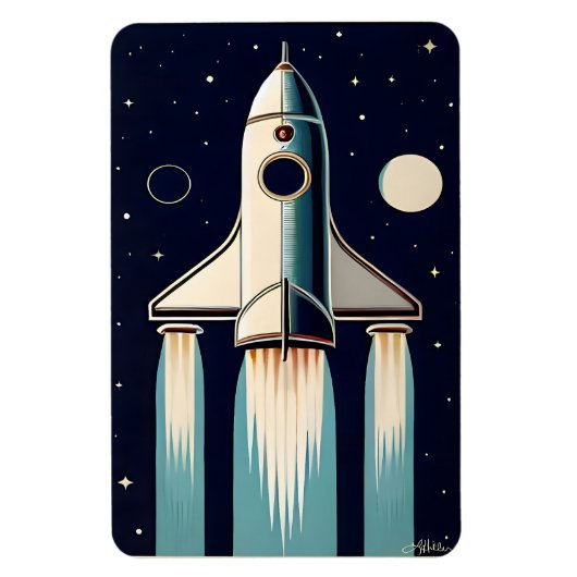 Magnet Flexible Retro Espace Années 50 Vaisseau Spatial (Vertical)