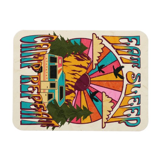 Magnet Flexible Retro Manger Camp de sommeil Répéter (Horizontal)