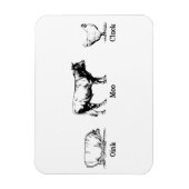 Magnet Flexible Retro Oink Moo Cluck Pig Cow poulet (Vertical)