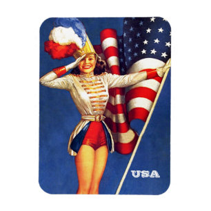 Magnet Flexible Retro Pin-Up Art USA Patriotic 