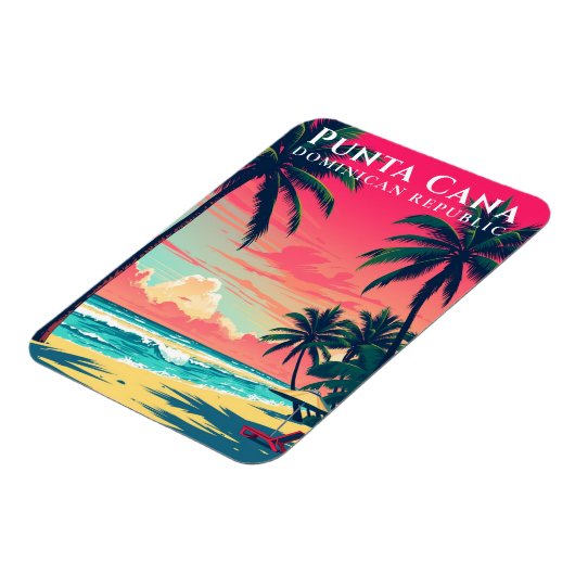 Magnet Flexible Retro Punta Cana Souvenir République Dominicaine P (Côté Gauche)