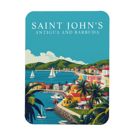 Magnet Flexible Retro Saint John’s Antigua Travel Souvenir (Vertical)