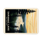 Magnet Flexible Retro Saranac Lake | New York Travel (Horizontal)