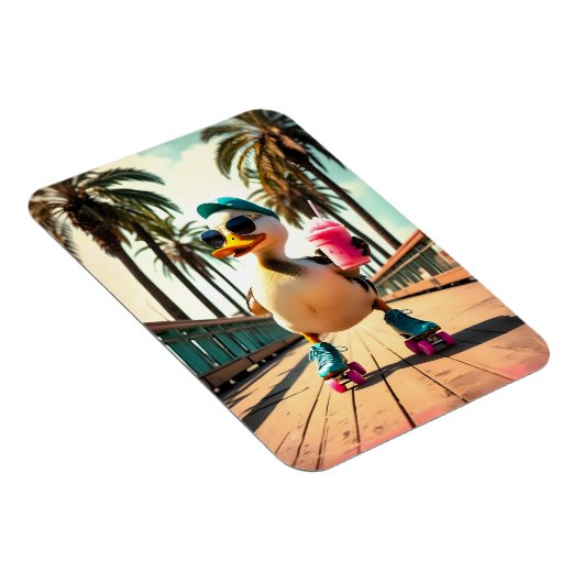 Magnet Flexible Retro Summer Funny Roller Duck  (Côté Droit)