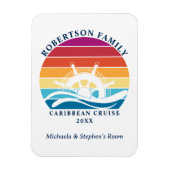 Magnet Flexible Retro Sunset Ship Family Cruise Porte Cabine (Vertical)