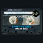 Magnet Flexible Retro T6 Audiotape 50th birthday Party FPM<br><div class="desc">Old half-transparent audiotape (audio cassette - model n°6) to personalize. 50 is customizable on a small black tag. Design on flexible photo magnet with text for 50th birthday party to customize. You can easily change text (font, color, size and position) by clicking the customize button. Available in invitation postcard too....</div>