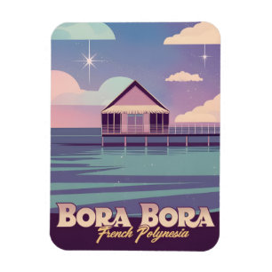 Magnet Flexible Retro Travel 80s Neon Bora Bora Polynésie français