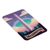 Magnet Flexible Retro Travel 80s Neon Washington Monument Lofi Art (Côté Droit)
