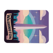 Magnet Flexible Retro Travel 80s Neon Washington Monument Lofi Art (Horizontal)