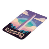 Magnet Flexible Retro Travel 80s Neon Washington Monument Lofi Art (Côté Gauche)