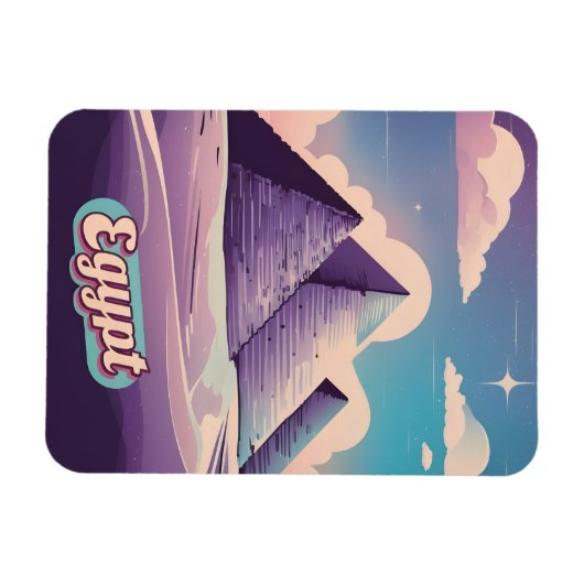 Magnet Flexible Retro Travel 80s Synthwave Ancienne Égypte Pyramid (Horizontal)