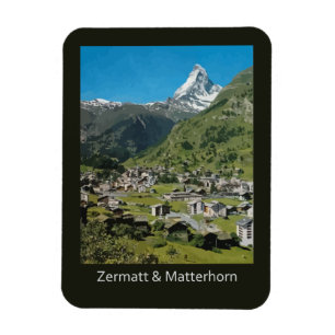 Magnet Flexible Rétro voyage Zermatt de Suisse et bâti Matterhor