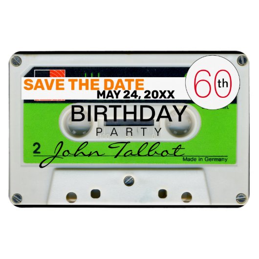 Magnet Flexible Retro W Audiotape 60e anniversaire Enregistrer la  (Horizontal)