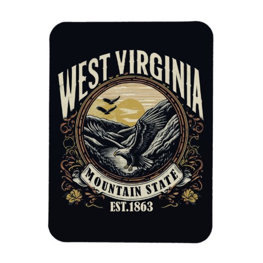 Magnet Flexible Retro West Virginia (Vertical)
