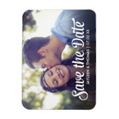 Magnet Flexible Retro White Script Enregistrer la date Full Bleed  (Vertical)