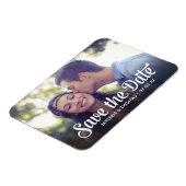Magnet Flexible Retro White Script Enregistrer la date Full Bleed  (Côté Gauche)
