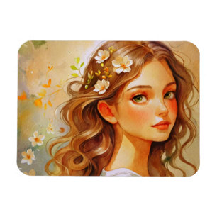 Magnet Flexible Rêverie dorée : Portrait à l'aquarelle