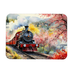 Magnet Flexible Rêves de train à vapeur Paysage Aquarelle j