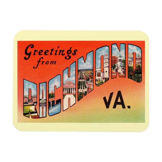 Magnet Flexible Richmond Virginia Grandes LETTRES Salutation Vinta (Horizontal)