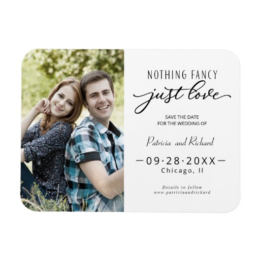 Magnet Flexible Rien De Fancy Just Love Enregistrer La Date Photo (Horizontal)
