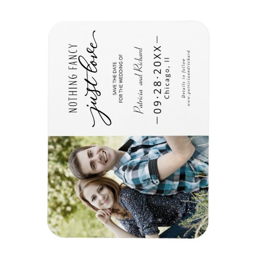 Magnet Flexible Rien De Fancy Just Love Enregistrer La Date Photo (Vertical)