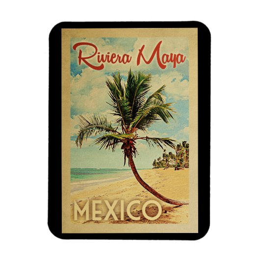 Magnet Flexible Riviera Maya Palm Tree Vintage voyage (Vertical)