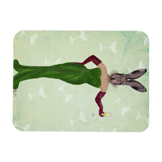 Magnet Flexible Robe verte 2 lapin (Horizontal)