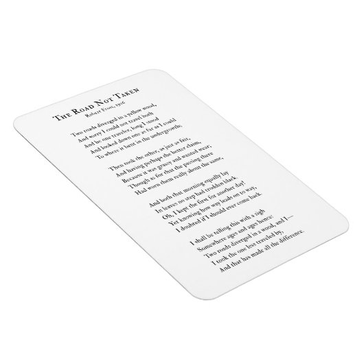 Magnet Flexible Robert Frost, Road Not Taken Poem aimant frigo (Côté Droit)
