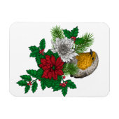 Magnet Flexible Robin rouge sur décoration de Noël (Horizontal)